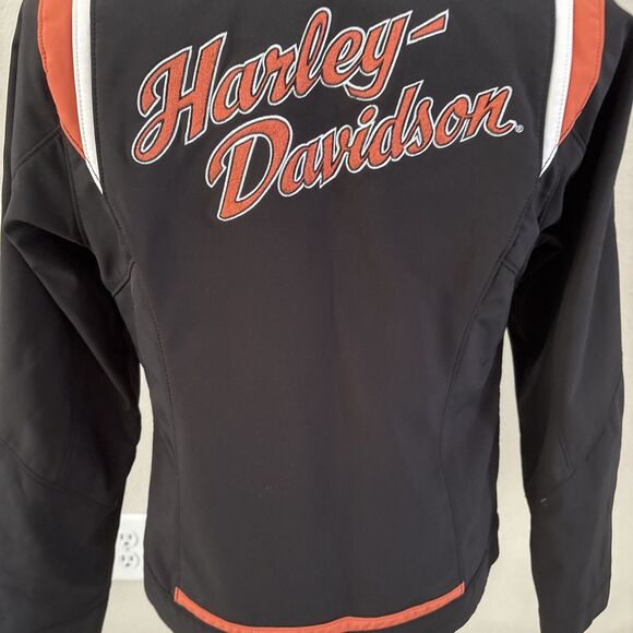 Harley Davidson Black Orange Full Zip Jacket Soft Shell Women’s Size Medium - Picture 12 of 16
